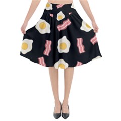 Bacon And Egg Pop Art Pattern Flared Midi Skirt by Valentinaart