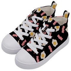 Bacon And Egg Pop Art Pattern Kids  Mid-top Canvas Sneakers by Valentinaart