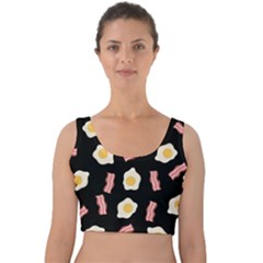 Bacon And Egg Pop Art Pattern Velvet Crop Top