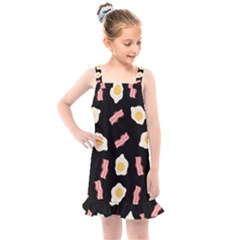 Bacon And Egg Pop Art Pattern Kids  Overall Dress