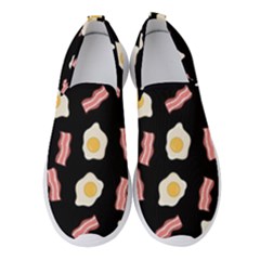 Bacon And Egg Pop Art Pattern Women s Slip On Sneakers