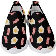 Bacon And Egg Pop Art Pattern Kids  Slip On Sneakers