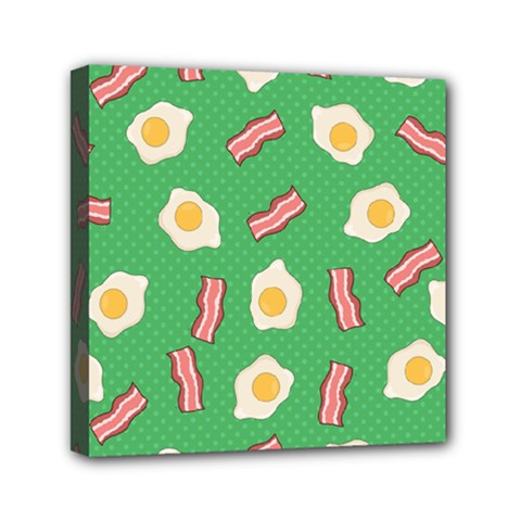 Bacon And Egg Pop Art Pattern Mini Canvas 6  X 6  (stretched) by Valentinaart