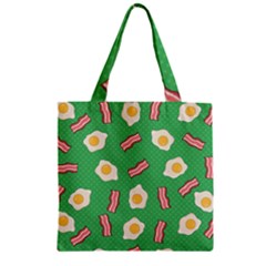 Bacon And Egg Pop Art Pattern Zipper Grocery Tote Bag by Valentinaart