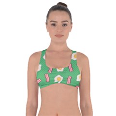 Bacon And Egg Pop Art Pattern Got No Strings Sports Bra by Valentinaart