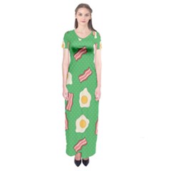 Bacon And Egg Pop Art Pattern Short Sleeve Maxi Dress by Valentinaart