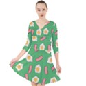 Bacon and Egg Pop Art Pattern Quarter Sleeve Front Wrap Dress View1