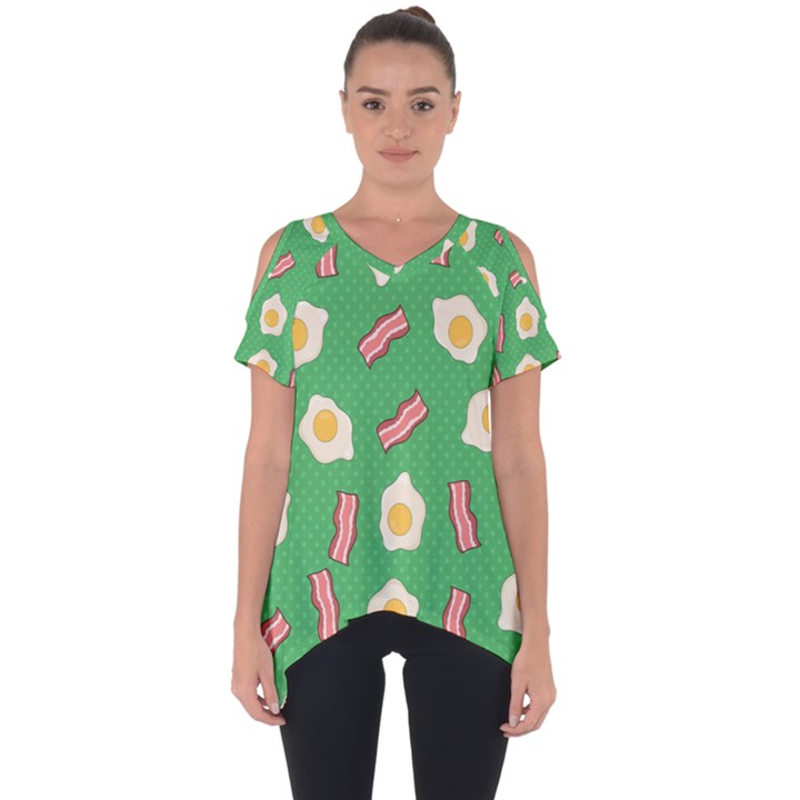 Bacon and Egg Pop Art Pattern Cut Out Side Drop Tee