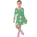 Bacon and Egg Pop Art Pattern Kids  Long Sleeve Velvet Dress View1