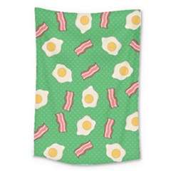 Bacon And Egg Pop Art Pattern Large Tapestry by Valentinaart