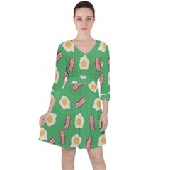 Bacon And Egg Pop Art Pattern Ruffle Dress by Valentinaart