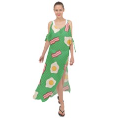 Bacon And Egg Pop Art Pattern Maxi Chiffon Cover Up Dress