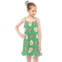 Bacon And Egg Pop Art Pattern Kids  Overall Dress