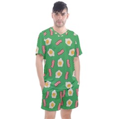 Bacon And Egg Pop Art Pattern Men s Mesh Tee And Shorts Set