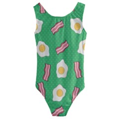 Bacon And Egg Pop Art Pattern Kids  Cut-out Back One Piece Swimsuit by Valentinaart