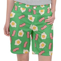 Bacon And Egg Pop Art Pattern Pocket Shorts by Valentinaart