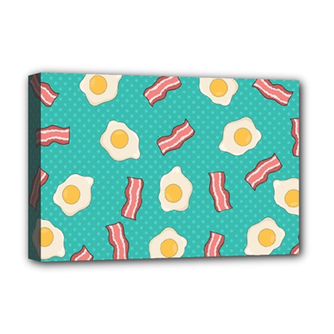 Bacon And Egg Pop Art Pattern Deluxe Canvas 18  X 12  (stretched) by Valentinaart