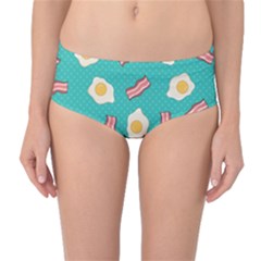 Bacon And Egg Pop Art Pattern Mid-waist Bikini Bottoms