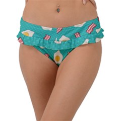 Bacon And Egg Pop Art Pattern Frill Bikini Bottom