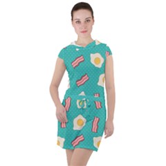 Bacon And Egg Pop Art Pattern Drawstring Hooded Dress