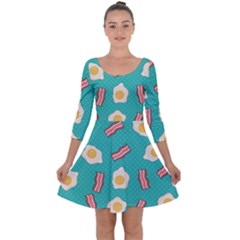 Bacon And Egg Pop Art Pattern Quarter Sleeve Skater Dress