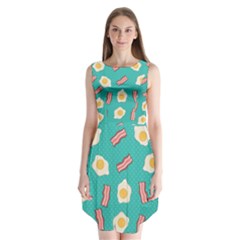 Bacon And Egg Pop Art Pattern Sleeveless Chiffon Dress   by Valentinaart