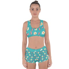 Bacon And Egg Pop Art Pattern Racerback Boyleg Bikini Set by Valentinaart