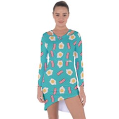 Bacon And Egg Pop Art Pattern Asymmetric Cut-out Shift Dress by Valentinaart