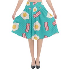 Bacon And Egg Pop Art Pattern Flared Midi Skirt by Valentinaart