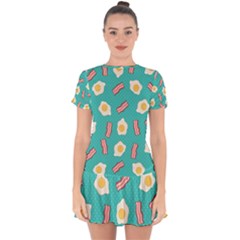 Bacon And Egg Pop Art Pattern Drop Hem Mini Chiffon Dress by Valentinaart