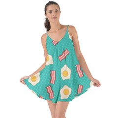 Bacon And Egg Pop Art Pattern Love The Sun Cover Up by Valentinaart