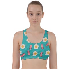 Bacon And Egg Pop Art Pattern Back Weave Sports Bra by Valentinaart