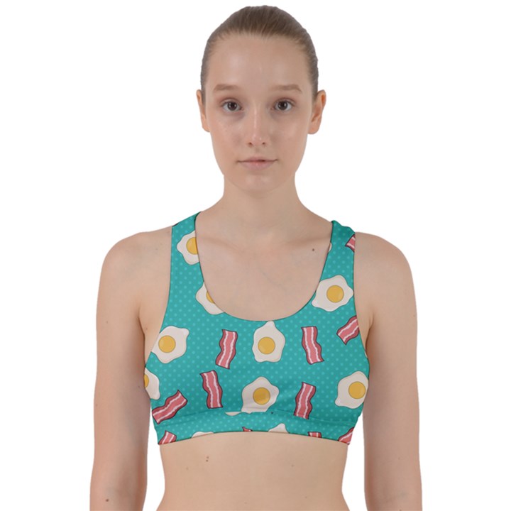 Bacon and Egg Pop Art Pattern Back Weave Sports Bra