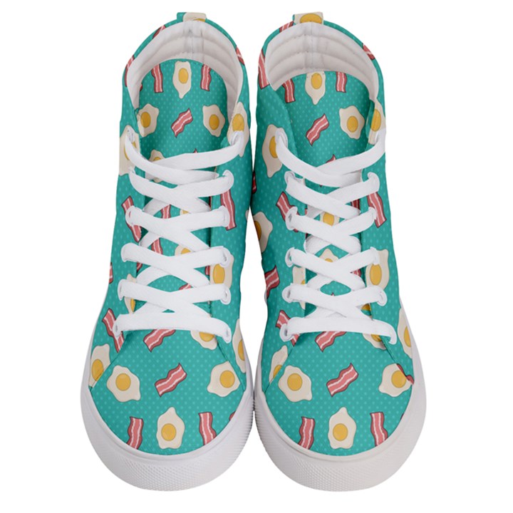 Bacon and Egg Pop Art Pattern Women s Hi-Top Skate Sneakers