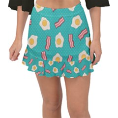 Bacon And Egg Pop Art Pattern Fishtail Mini Chiffon Skirt