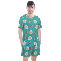 Bacon And Egg Pop Art Pattern Men s Mesh Tee And Shorts Set