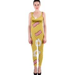 Bacon And Egg Pop Art Pattern One Piece Catsuit by Valentinaart