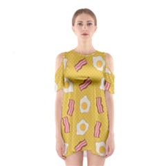 Bacon And Egg Pop Art Pattern Shoulder Cutout One Piece Dress by Valentinaart