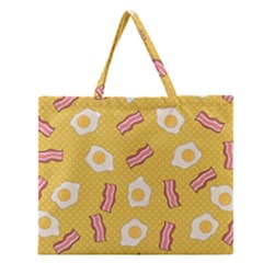 Bacon And Egg Pop Art Pattern Zipper Large Tote Bag by Valentinaart