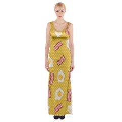 Bacon And Egg Pop Art Pattern Maxi Thigh Split Dress by Valentinaart