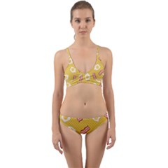 Bacon And Egg Pop Art Pattern Wrap Around Bikini Set by Valentinaart