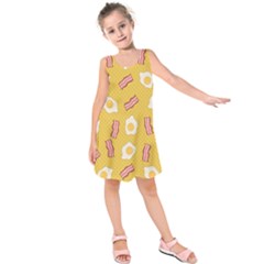 Bacon And Egg Pop Art Pattern Kids  Sleeveless Dress by Valentinaart