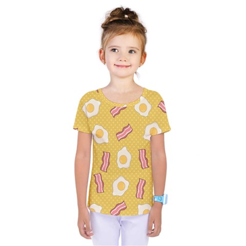 Bacon And Egg Pop Art Pattern Kids  One Piece Tee by Valentinaart