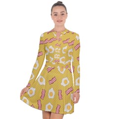 Bacon And Egg Pop Art Pattern Long Sleeve Panel Dress by Valentinaart