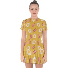 Bacon And Egg Pop Art Pattern Drop Hem Mini Chiffon Dress by Valentinaart