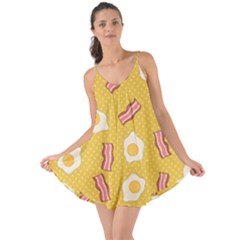 Bacon And Egg Pop Art Pattern Love The Sun Cover Up by Valentinaart