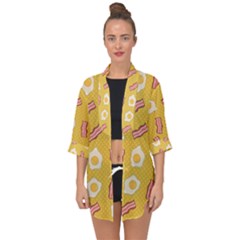 Bacon And Egg Pop Art Pattern Open Front Chiffon Kimono