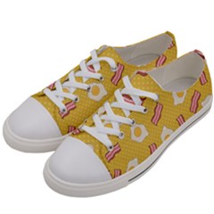 Bacon And Egg Pop Art Pattern Women s Low Top Canvas Sneakers by Valentinaart