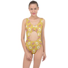 Bacon And Egg Pop Art Pattern Center Cut Out Swimsuit