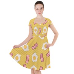 Bacon And Egg Pop Art Pattern Cap Sleeve Midi Dress